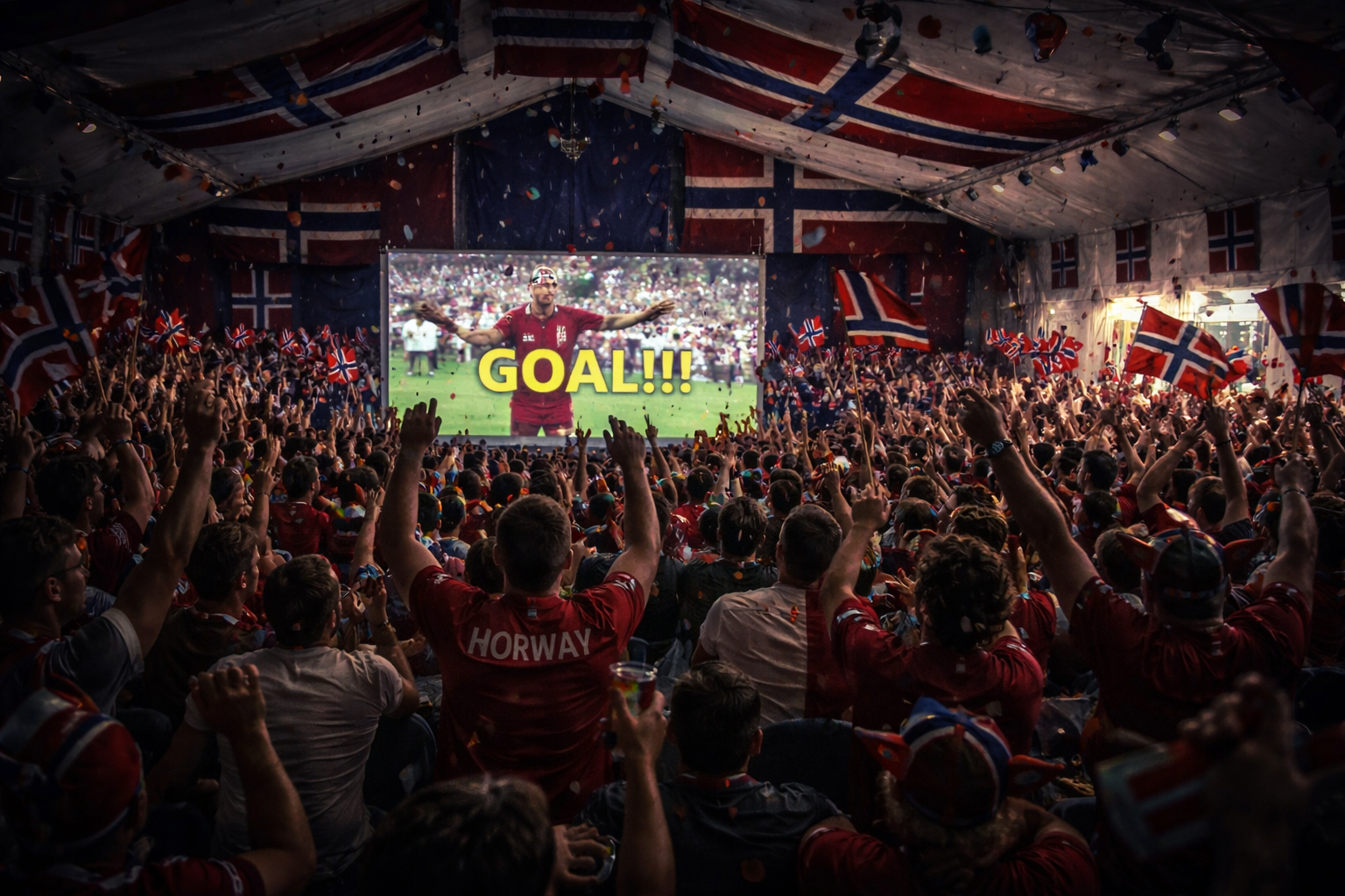 VM-teltet i full feiring